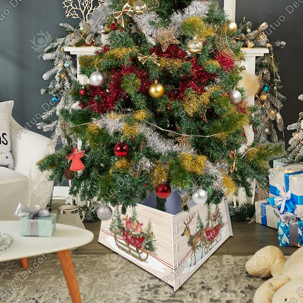 Putuo Decor PVC Christmas Tree Collar Christmas Tree Ring for Home Farmhouse Xmas Party Holiday Home Christmas Tree Decoration