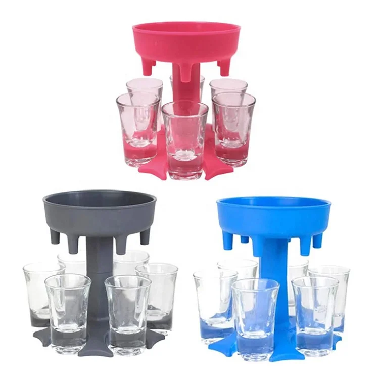 6 Shot Glass Dispenser and Holder Dispenser Filling Liquids Shots Multiple 6 Acrylic cup Bar Cocktail with 6 Silicone plug