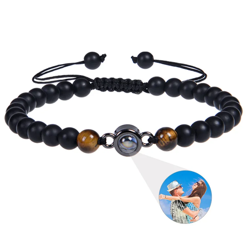 Wholesale Custom 6mm Natural Stone Loose Beads Photo Projection Bracelet for Girl and Boy