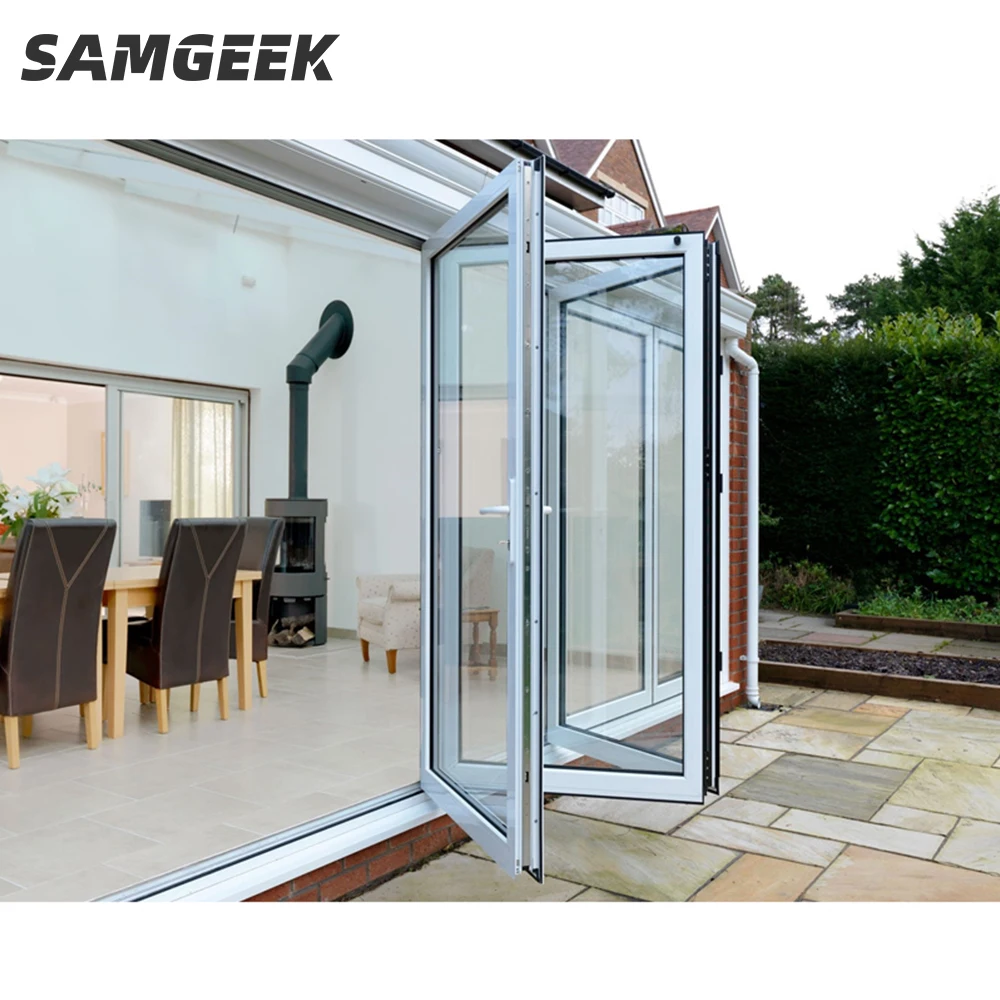 Custom balcony exterior accordion bi-fold doors glass sliding patio bi-fold aluminum bi-fold doors