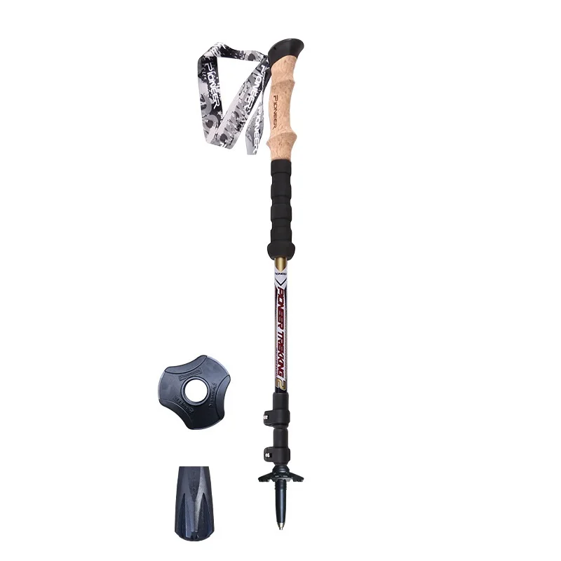 High Quality Alpenstock Telescopic Ultra Light 99% Carbon Fiber Trekking Poles Walking Hiking Sticks With Cork Handle