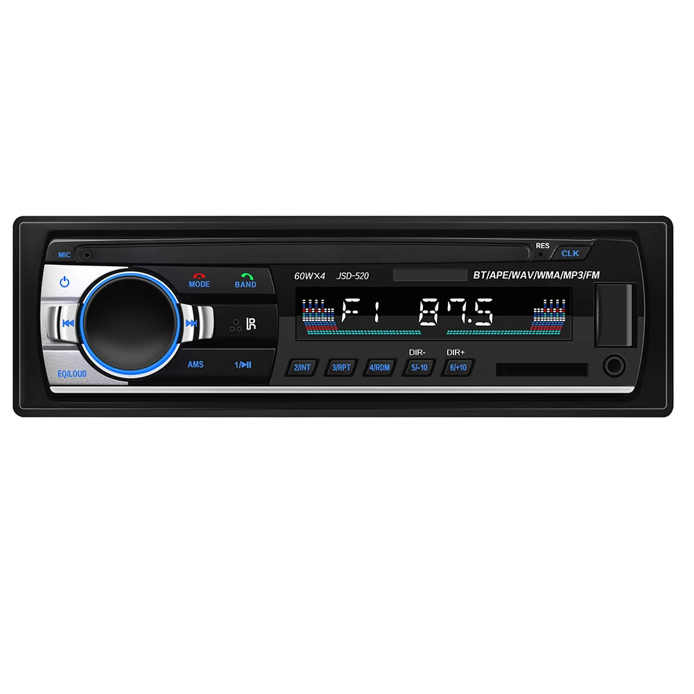 
Cheap I din stereo Aux usb radio time display power off memory record car setup mp3 music player call TF USB play 