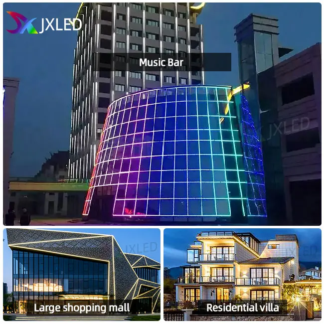 Addressable Led Pixel Tube Light Rgb Linear Advertising Display Building Facade Lighting