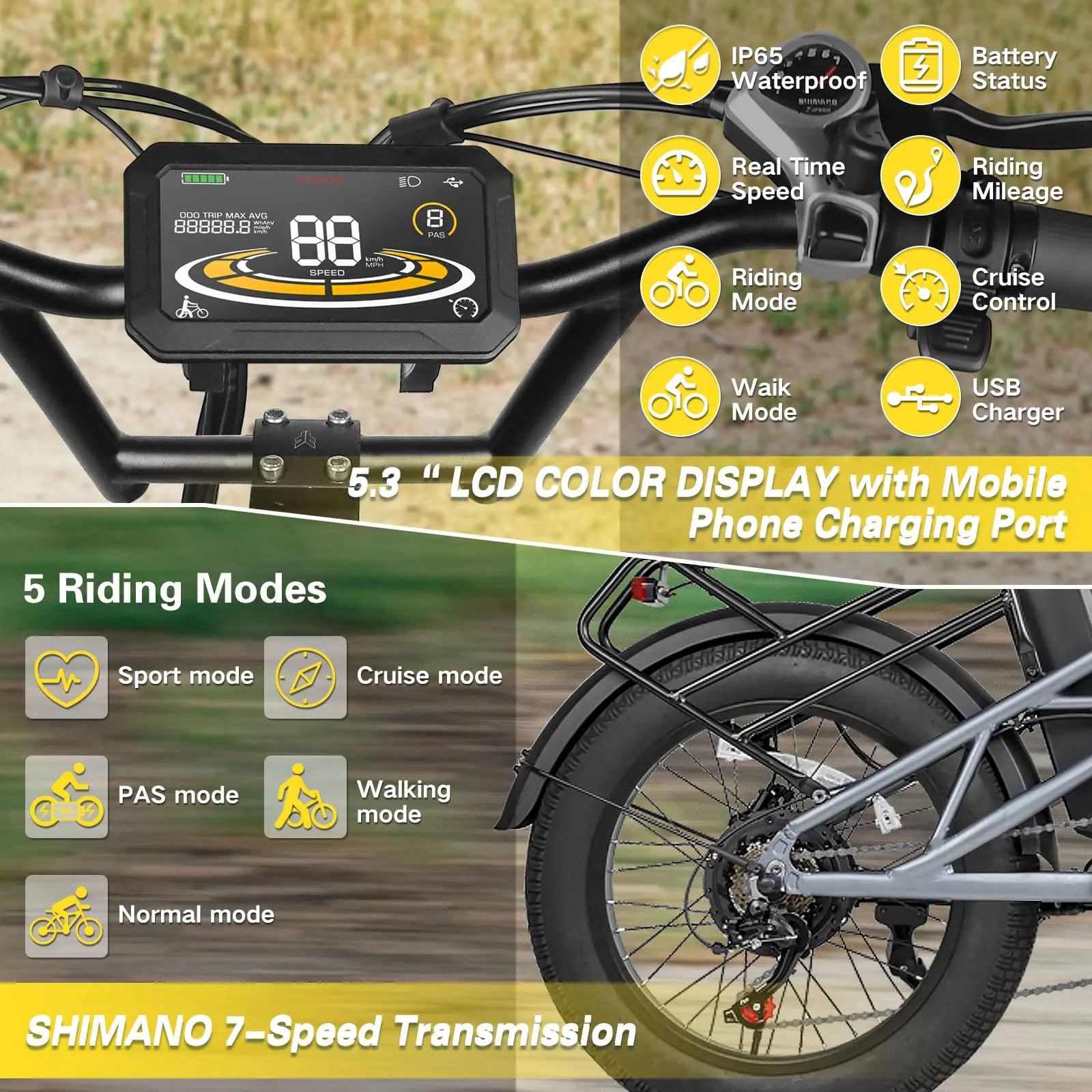 EU Warehouse Ready Stock Electric Bike 750w 20inch All Terrain Fat Tire E-bike Urban Electric Bicycle 45km/h Adult Fatbike