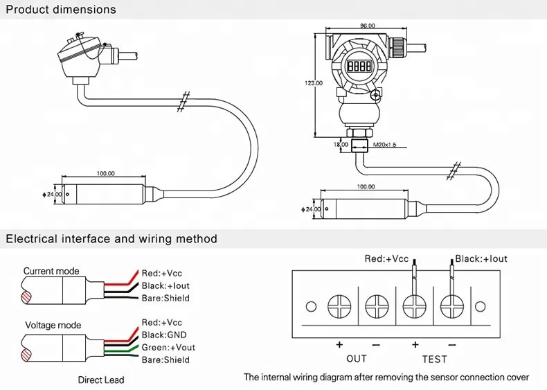 4-20mA 0-5V 0-10V Submersible Water Level Pressure Transmitter Transducer Sensor