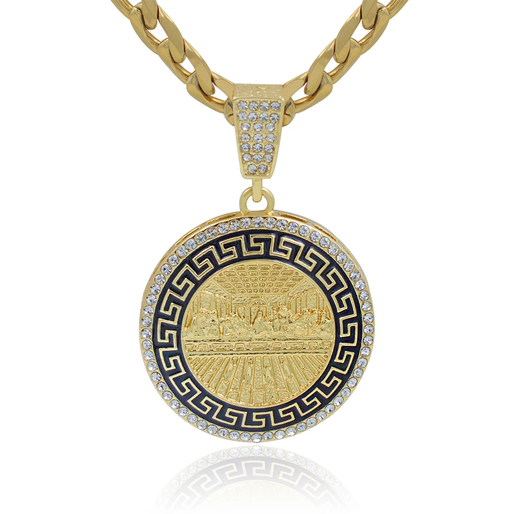 Wholesale Custom Famous Painting Da Vinci Last Supper Gold Iced Hip Hop Pendant Jewelry