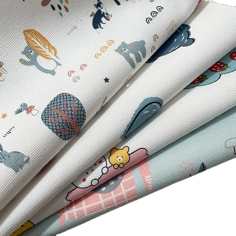 factory wholesale digital print cotton linen fabric cartoon design home decoration canvas fabric