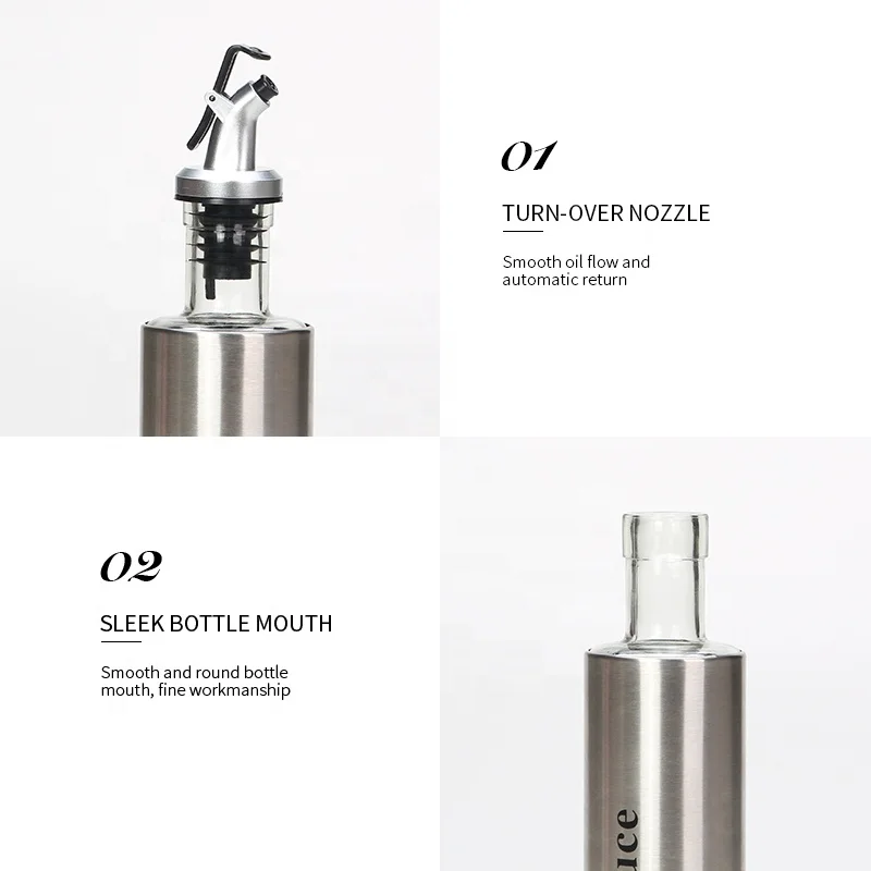 Glass Oil Dispenser Bottle with Best Quality Stainless Steel