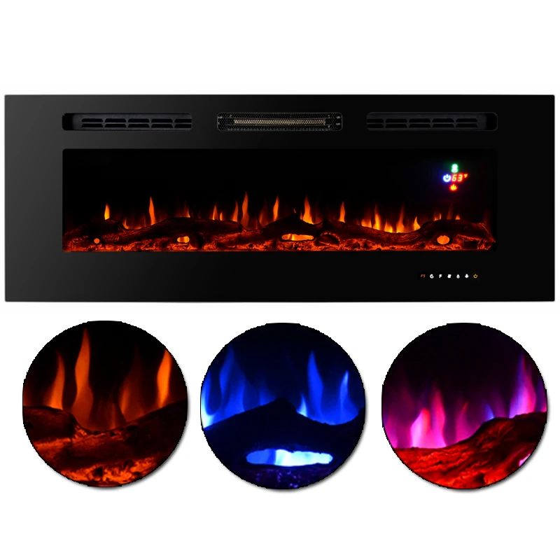 Встраиваемый настенный Электрический камин 40 дюймов, нагреватель с сенсорным экраном и дистанционным управлением