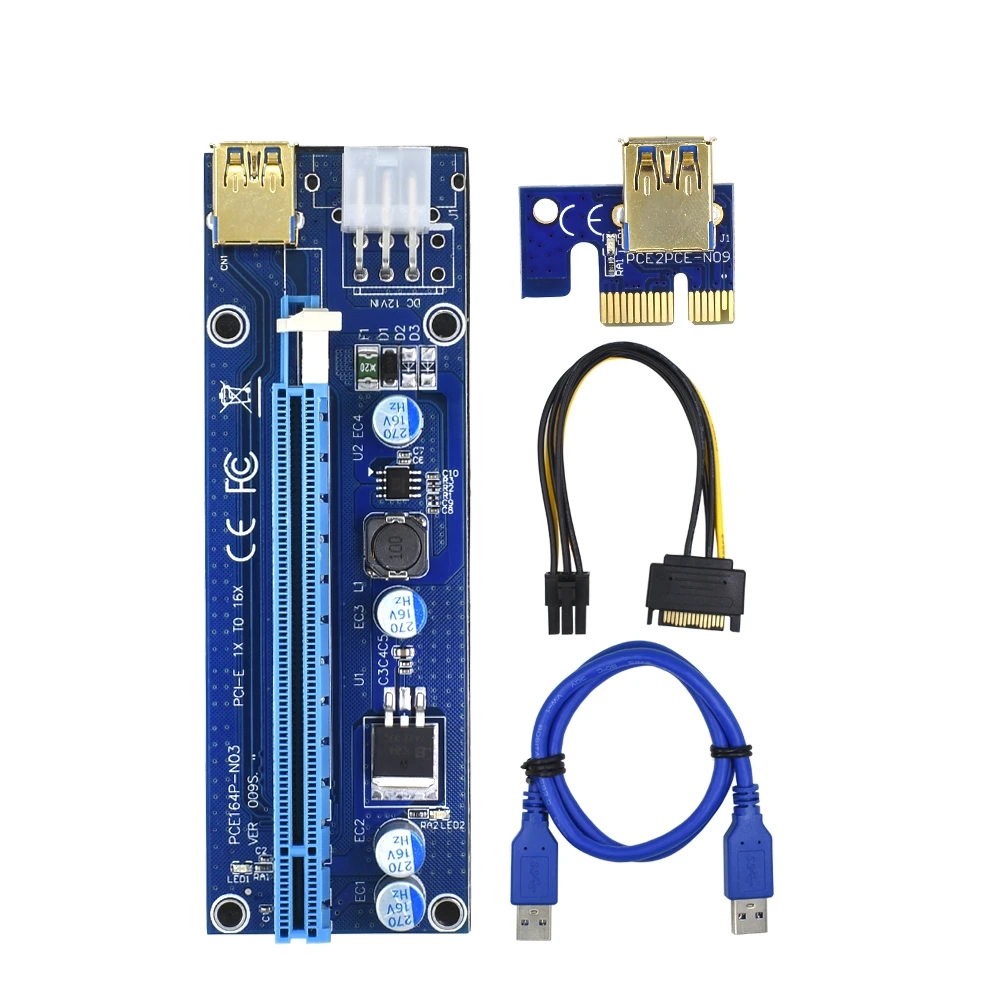 Ver 009s Pci-e 6pin 1x до 16x карта расширения Pci Express Usb 3 0 кабель питания Gpu переходники адаптера