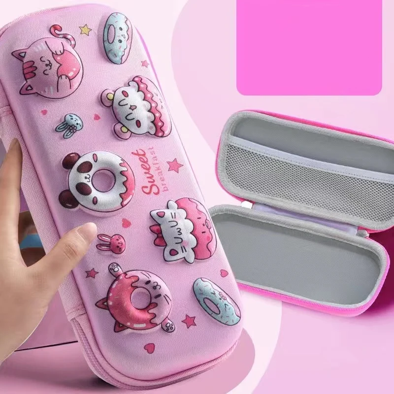 Beautiful Student School pink Pencil Box 105*230mm Cartoon Cute Zipper Cases Kids Stationery