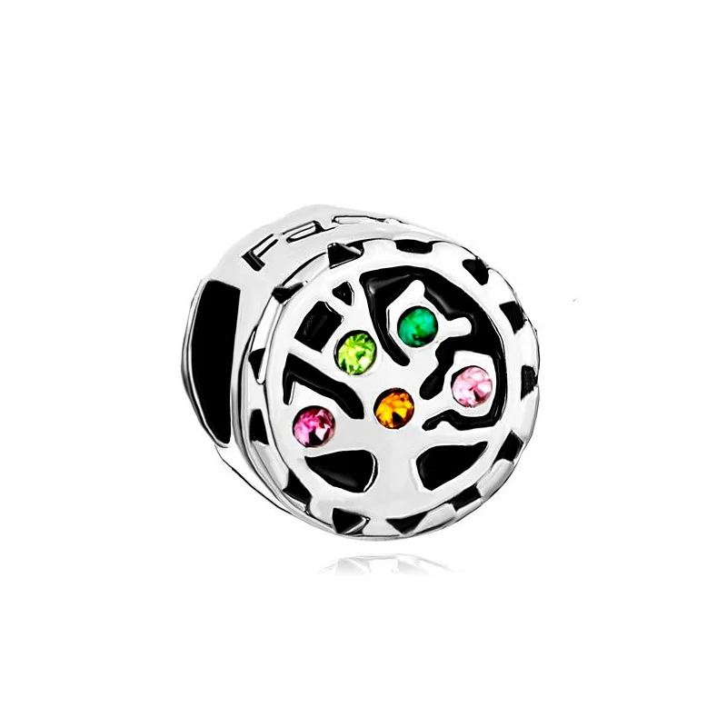 Top Quality Women Metal Bead Snake Chain Fancy Girls Gift Green CZ Stone Leaf Tree of Life Love Family Dangle Charms Bracelet