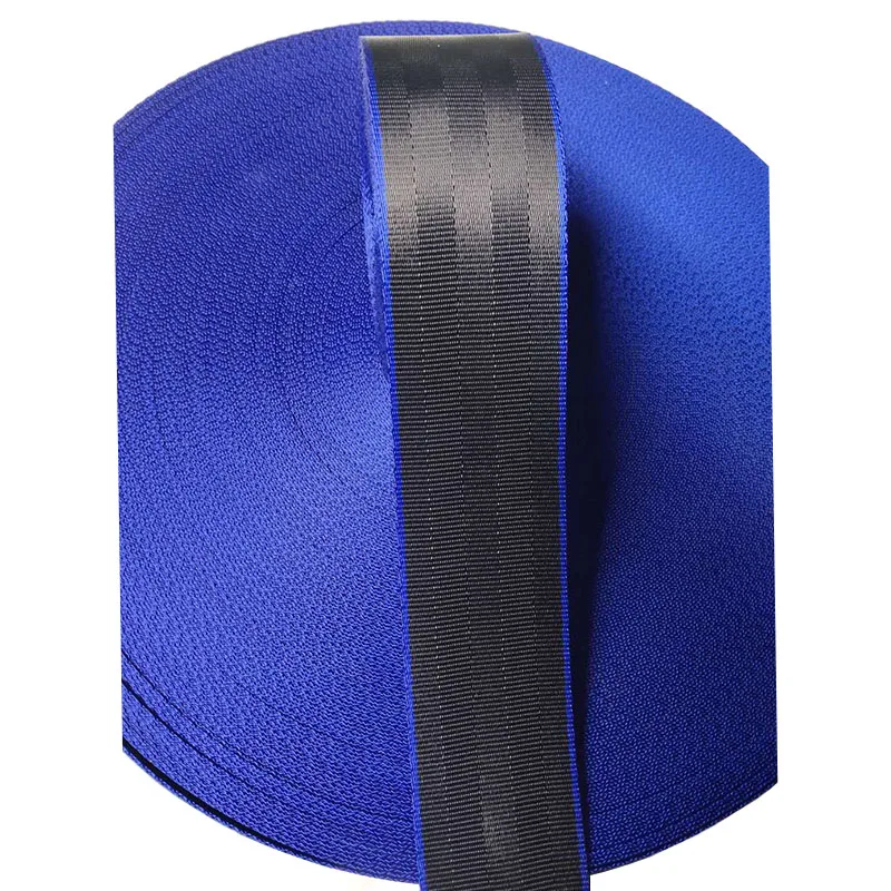 47mm Yellow and black high breaking strength polyester webbing for car safety belt