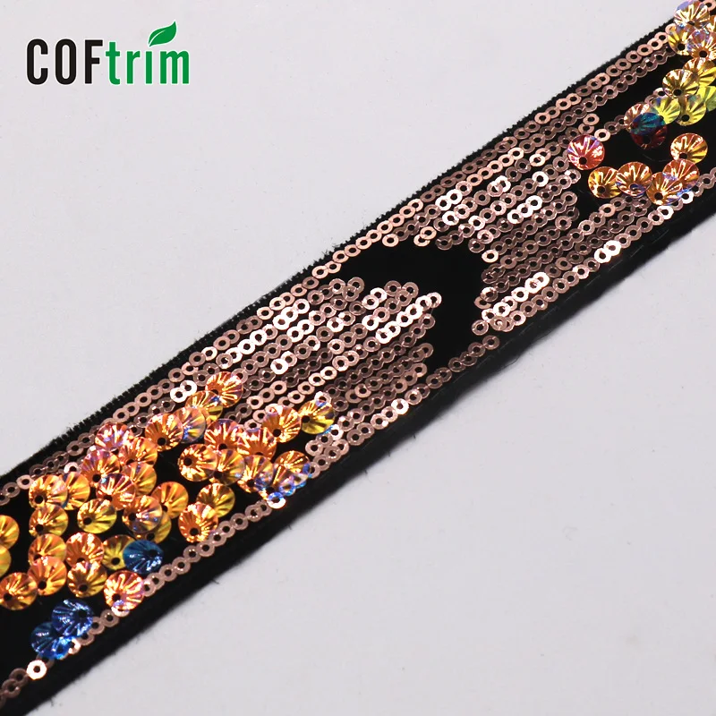 DIY Sewing Stage Dress Decorate Embroidered Gold silver Multicolor Sequins Lace trim