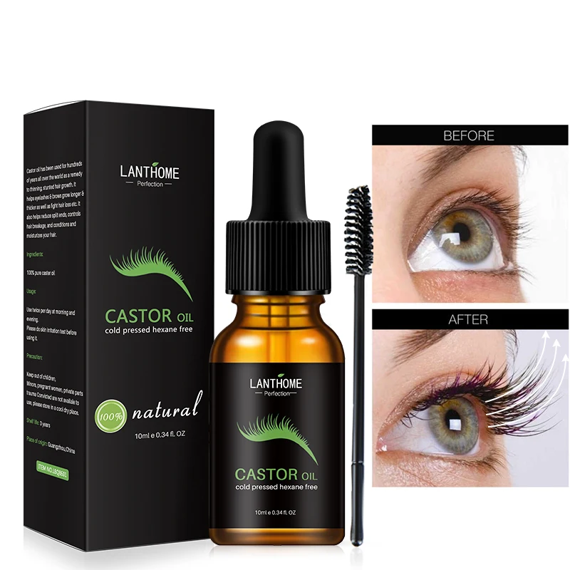 Lanthome Factory Price Bulk Jamaican Black Castor Oil Organic Refined Castor Oil for Hair Beard Eyelah Eyebrows Growth