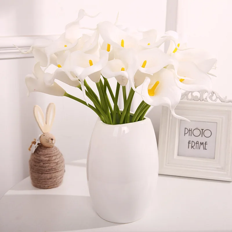 Wholesale Artificial Flowers High Quality Home Decoration Plants Soft Color PU Real Touch Plastic Faux Calla Lily
