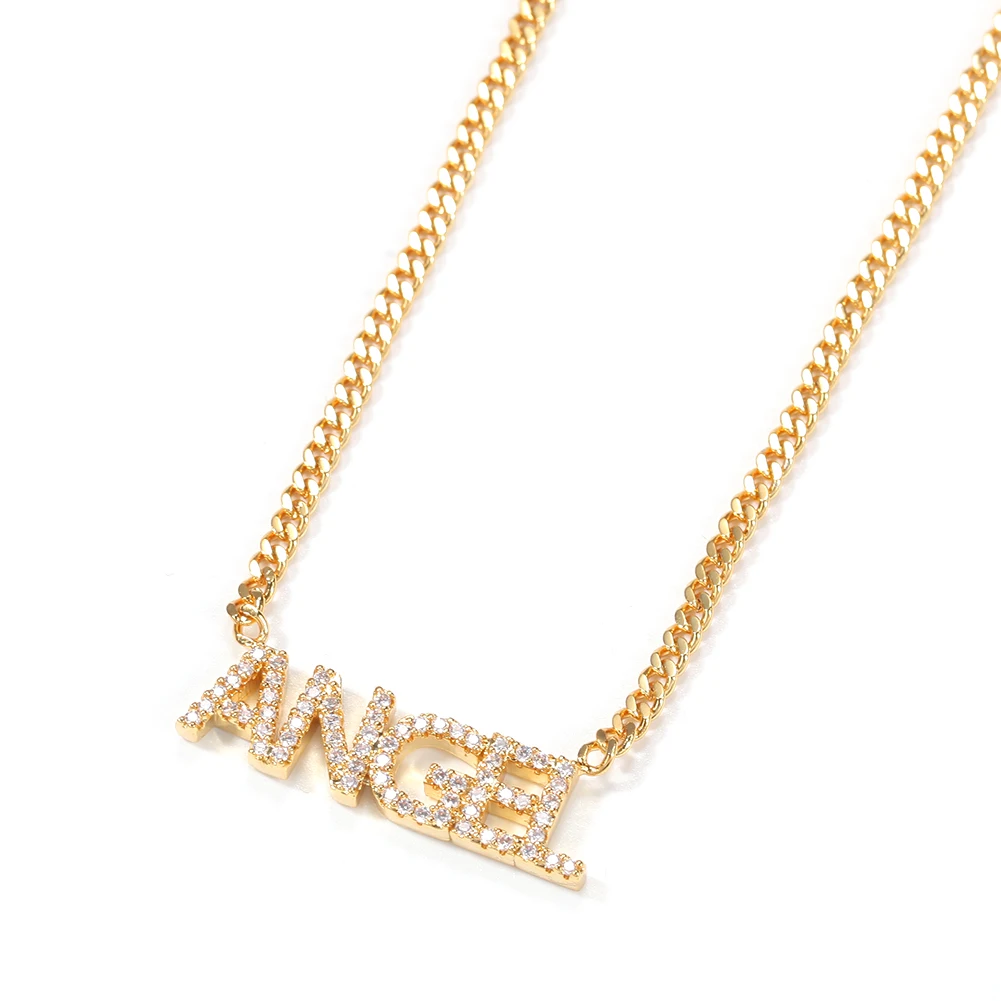 Custom Name Necklaces Numbers Personalized Zirconia Crystal Pendant Letters Necklace for Women Jewelry