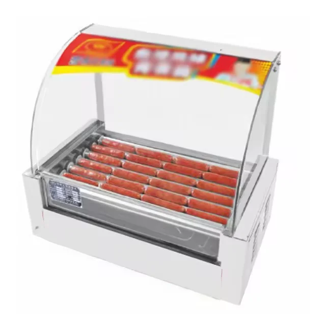 Commercial Professional Stainless Steel Double Temperature Control Hot Dog Sausage Machine with Barbecue Oven Snack Preparation