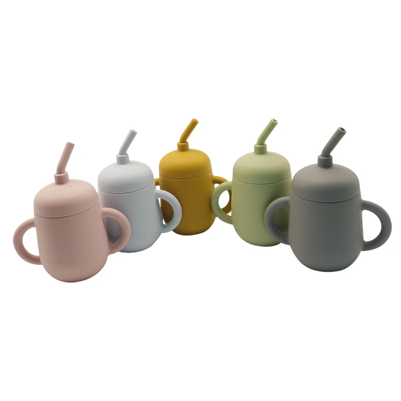 Food Grade Silicone Baby Sippy Cups with Handles Holder Kids Toddler Children Drinking Water Training Sippy Cup Wholesale