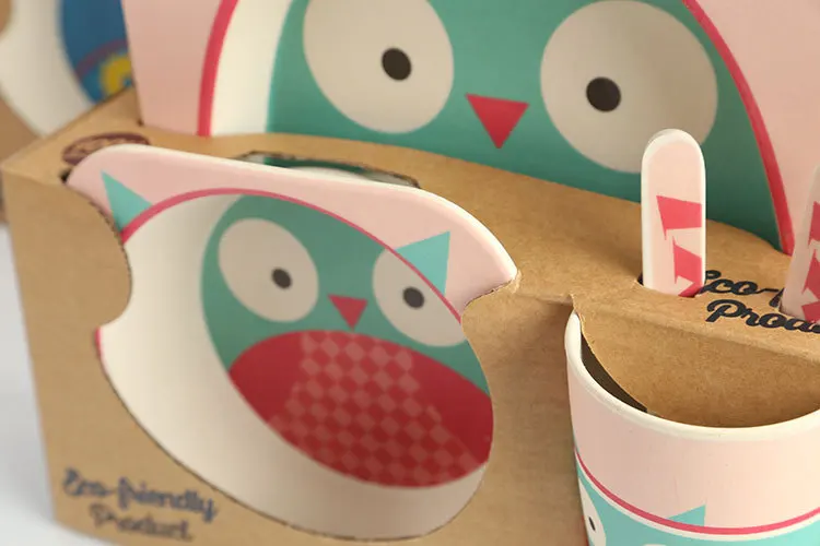 Customized bamboo fiber tableware children baby feeding set plate cartoon bowls for baby