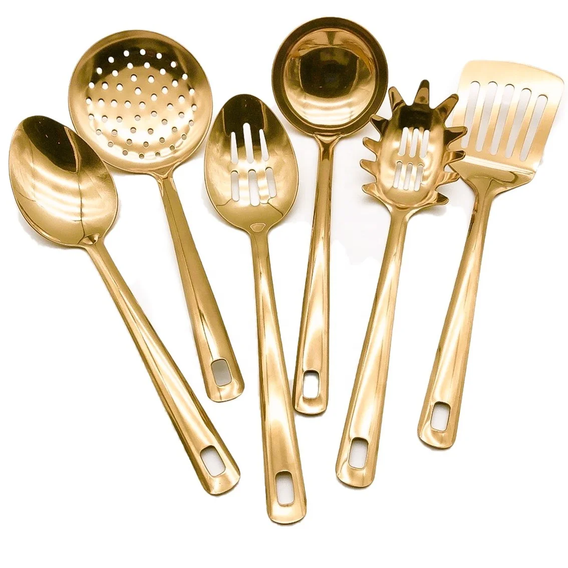 New Arrival Modern 6 Pieces Titanium Kitchenware Stainless Steel Kitchen Accessories Utensil Set