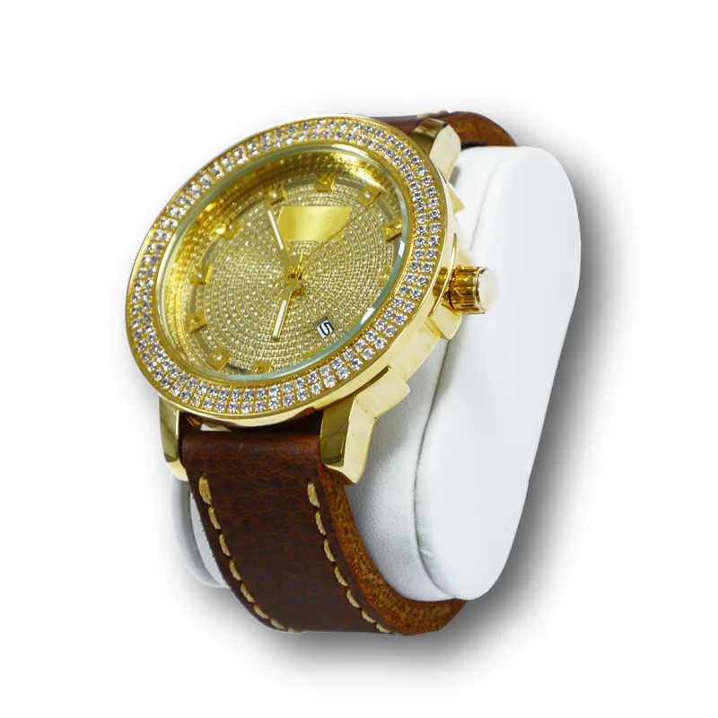 real gold watches Top Brand Luxury Bling Quartz Square Men Watch Relojes Hip Hop Gold diamond watches men