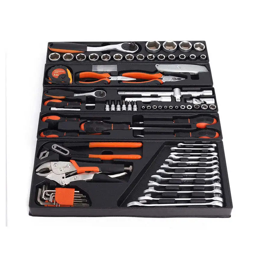 Wholesale 85-Piece Manual Socket Wrench Set 72 Teeth Quick Ratchet Hardware Tool Box Customizable OEM