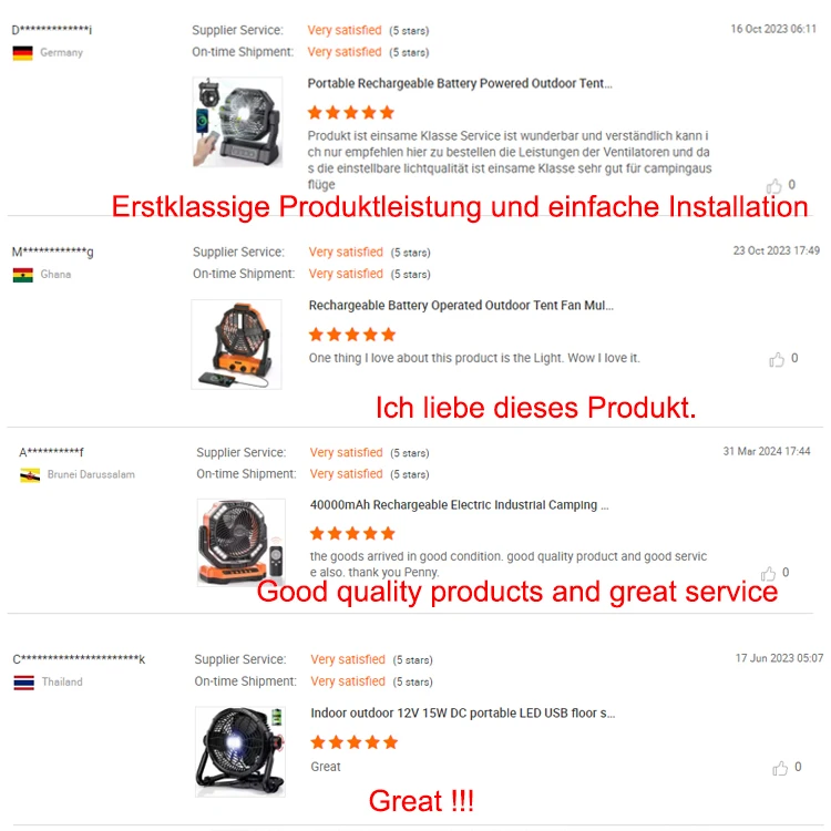 Camping Floor Fan 16000mAh Chargeable Battery Powered Electric Industrial Fan with Light Auto-Oscillating Desk Outdoor Tent Fan