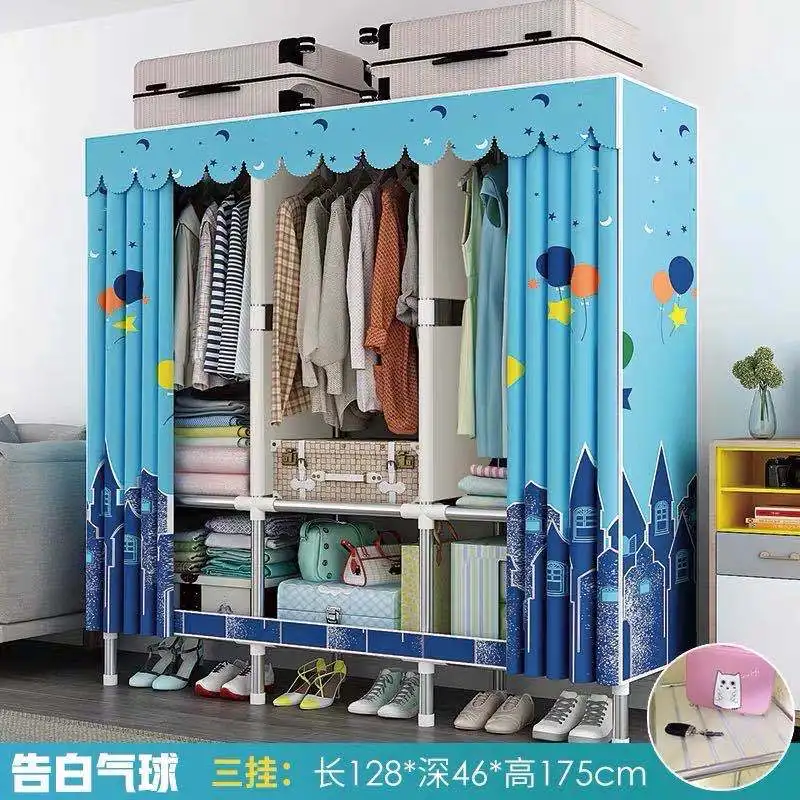 Simple wardrobe, foldable, no installation, no need to install, convenient all-in-one Dormitory hangers on the floor, movable