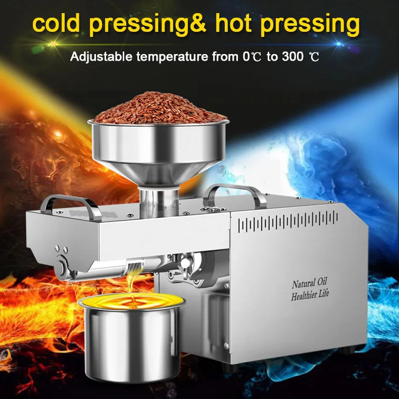 GOOPIKK 2024 700w Cold / Hot Press Automatic Organic Oil Extractor Commercial Grade Stainless Steel Oil Press Machine 5~6kg/h