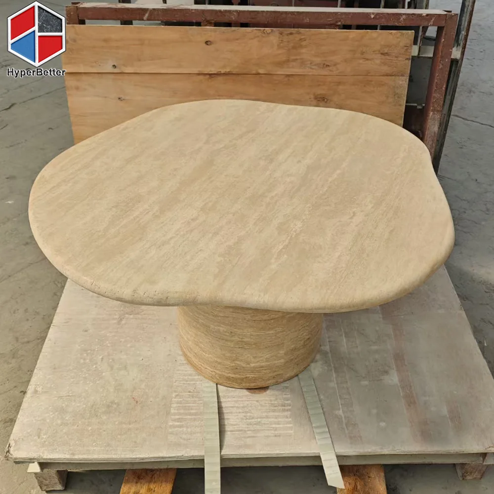 Random shape design travertino tea table