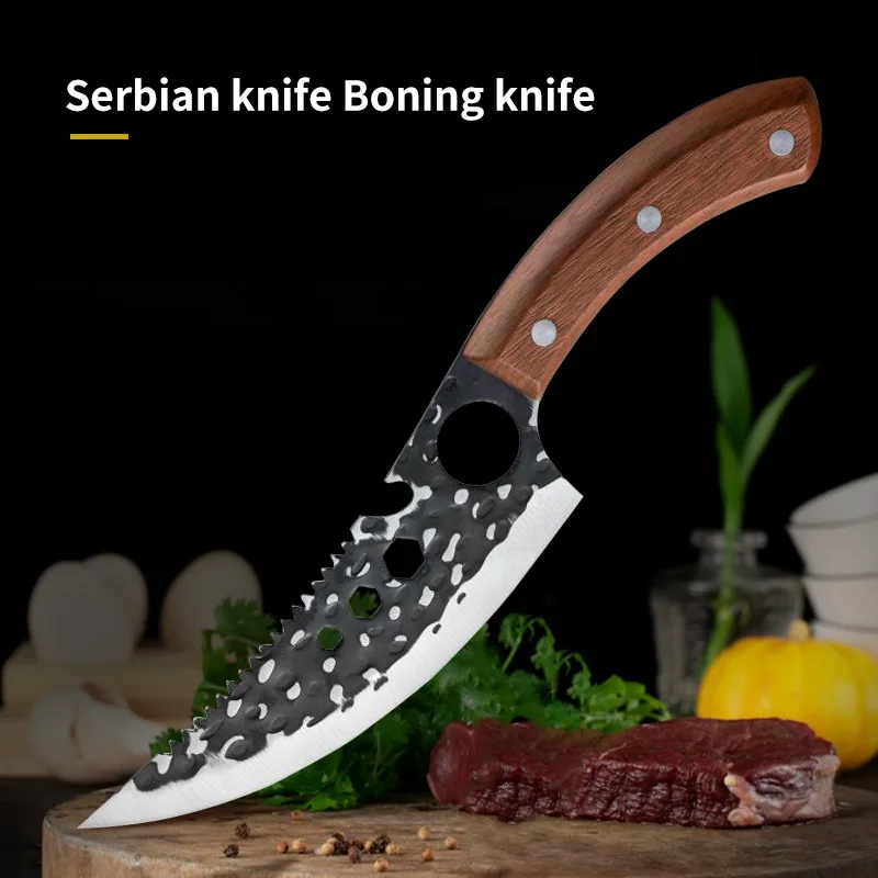 6 Inch Butcher Boning Hand Forged Carbon steel Serbian Knife Handmade Viking Chef Knives Kitchen Camping Slaughter Knife