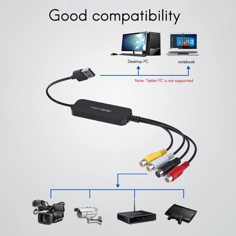 ACASIS карта захвата USB2.0 к AV видео одноканальный Поддержка карты WIN7/8/10 захват