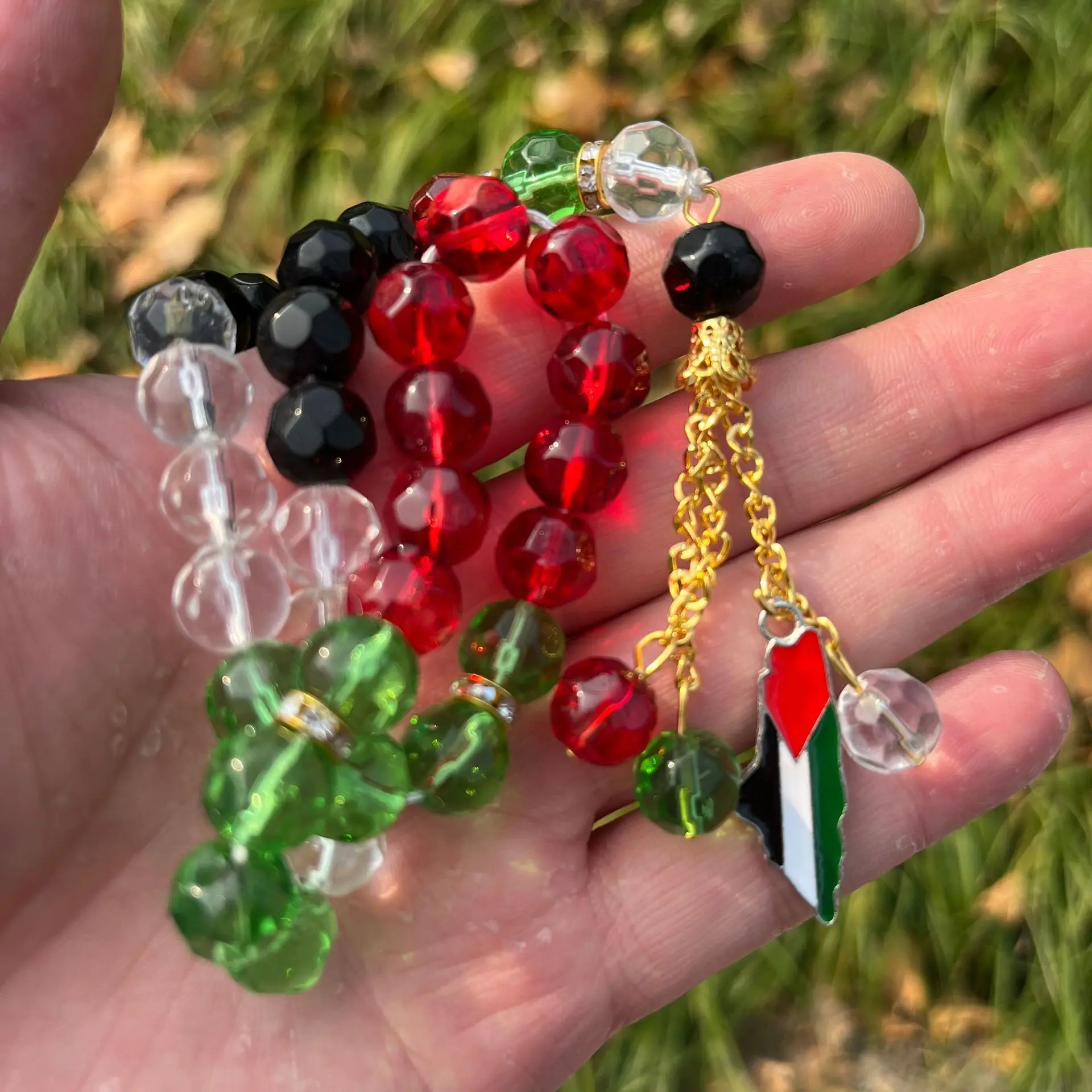 2024 оптовая продажа с фабрики браслеты мусульманским флагом Tasbih очаровательные исламские хрустальные бусины 10 мм 33 четки молитвенные из