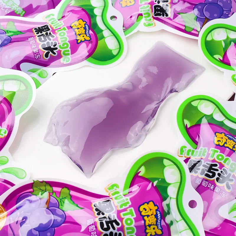 2022 New Arrival Wholesale Custom Fruity Sweet Sour Grape Funny Tongue Jelly Candy