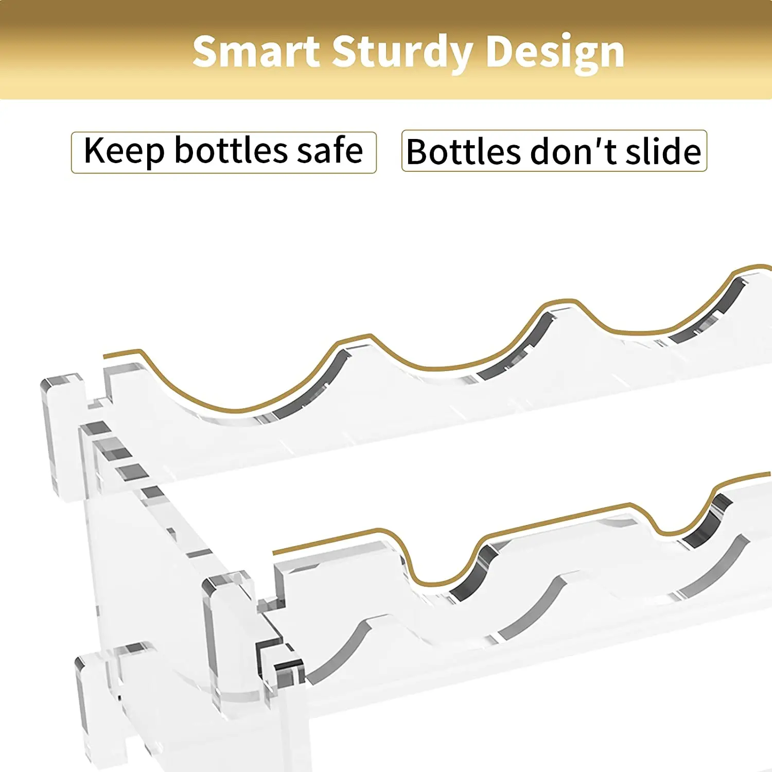 Transparent Acrylic 8 Bottle Wine Rack Stackable Modular Countertop Small Wine Glass Holder 2-Tier Display Wine Storage Shelves