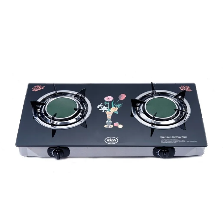 
Popular product home household small kitchen 2 burner glass top gas stove price 