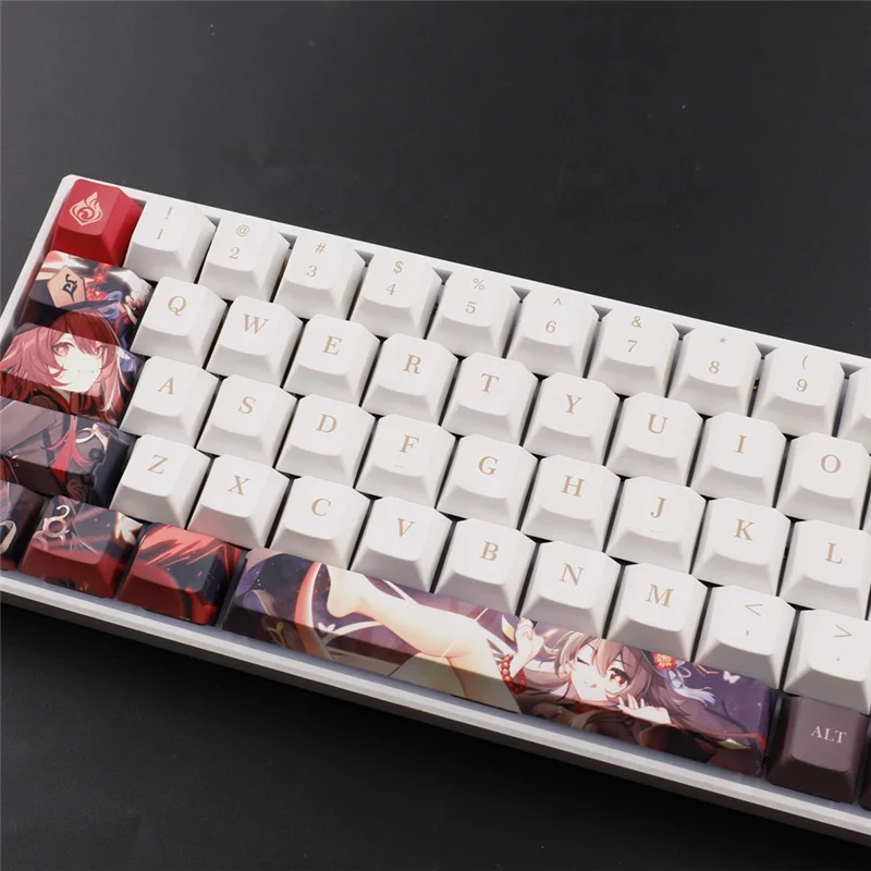 Anime Keycaps Game Genshin Impact Hu Tao Keycaps 135 Keys PBT Keycaps Dye Sublimation Process For MX Mechanical Keyboard