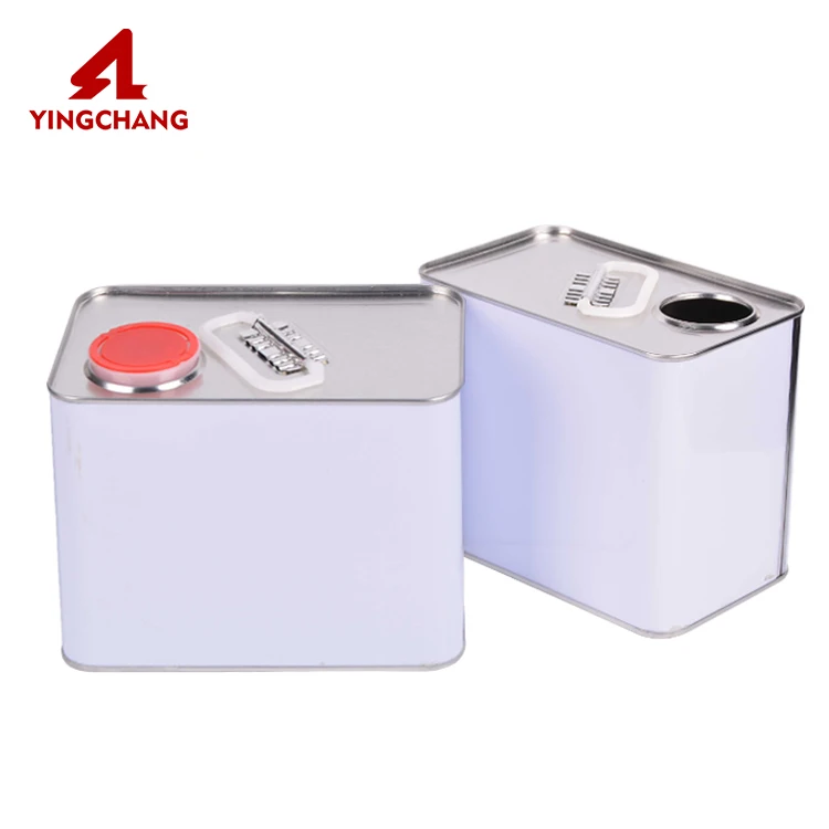 Может быть изготовлен на заказ, квадратная металлическая Жестяная Банка объемом 2 л для моторного масла с пластиковой крышкой и белой краской, 2 л в наличии