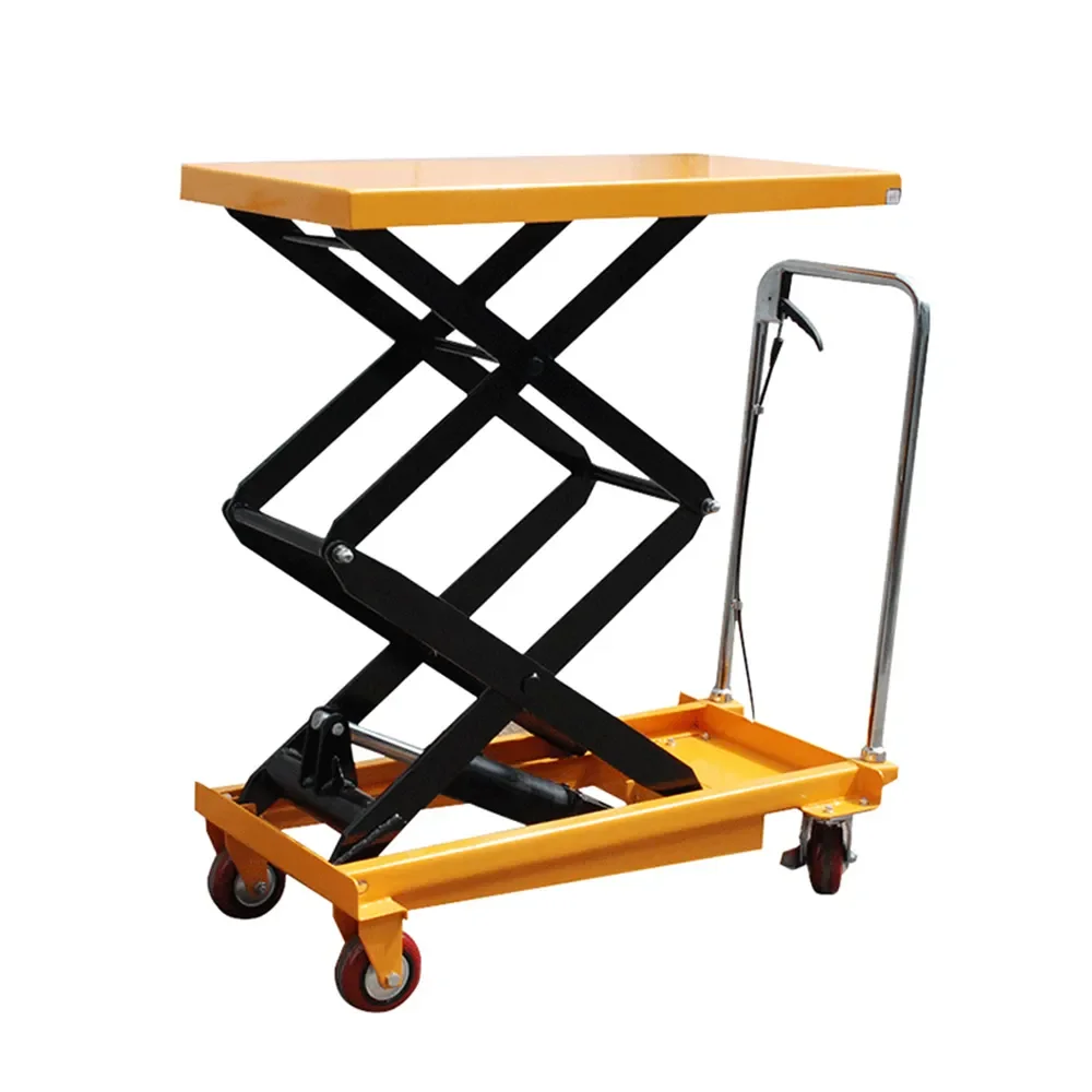 Portable Hydraulic Manual Lift Table Manual Trolley Lift up Table  Mini Scissor Car Lift Table
