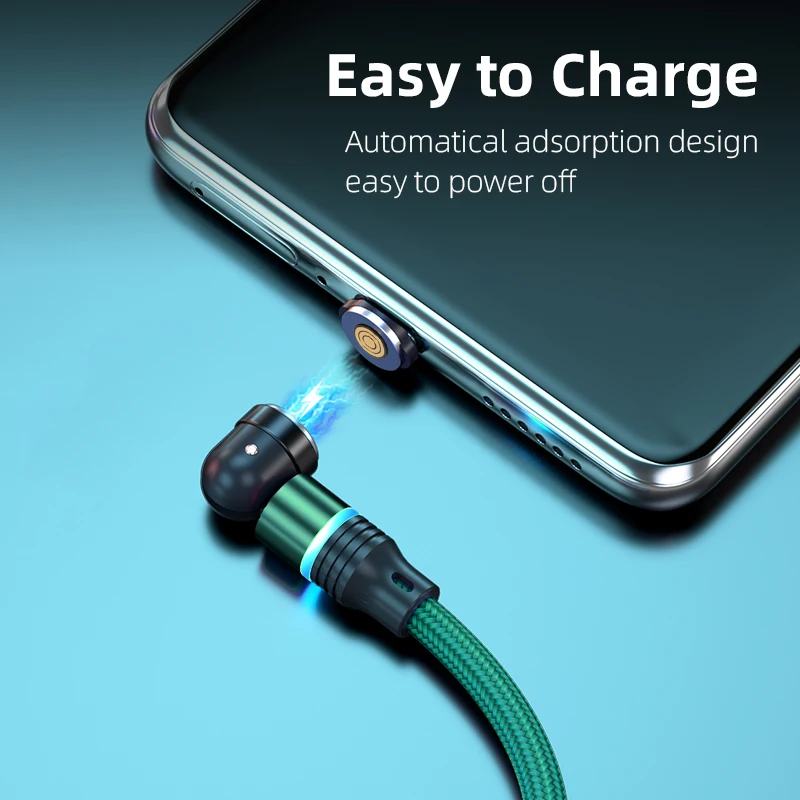 Вращающийся на 540 градусов зарядный кабель 3 в 1 светодиодный 3A Type C Micro USB для передачи