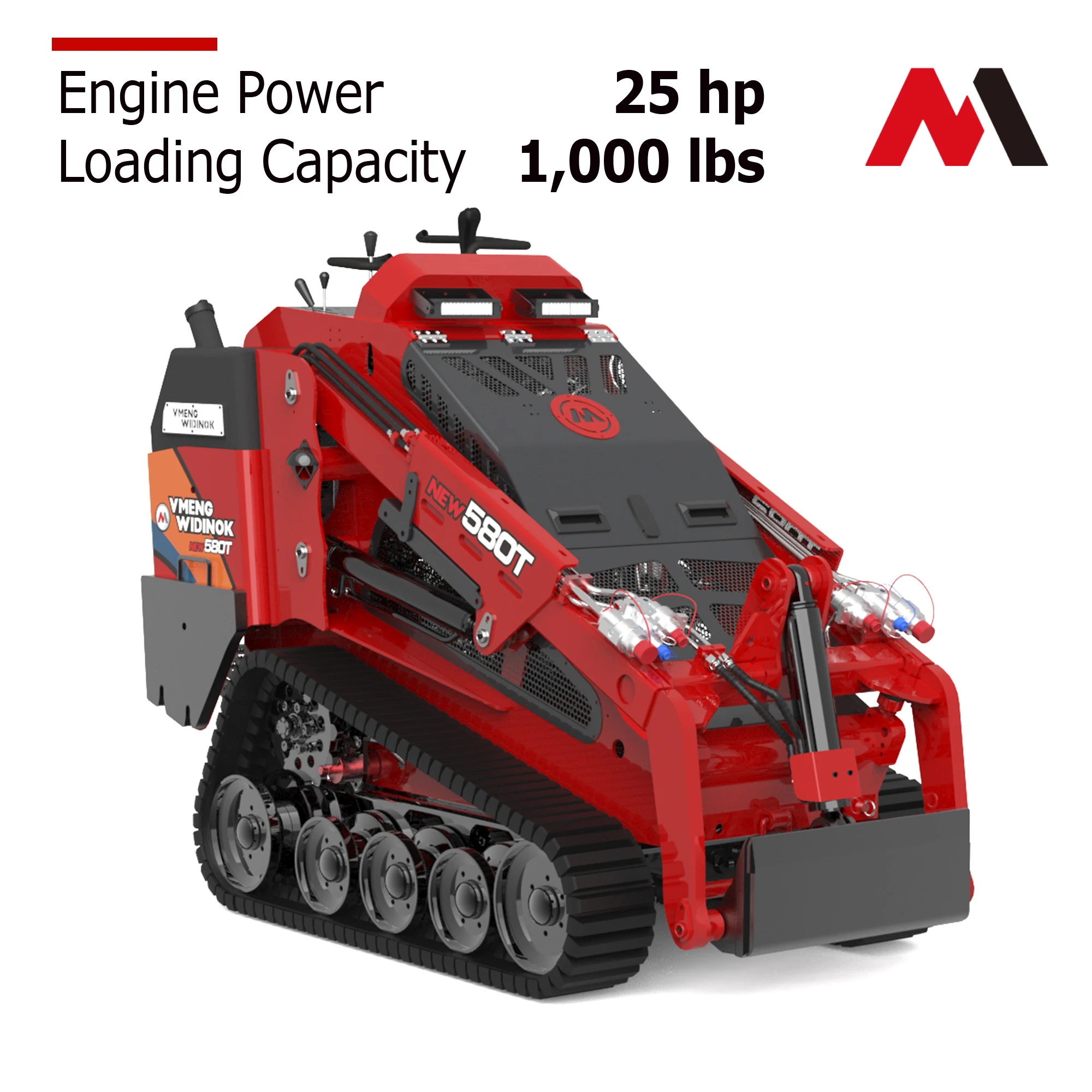 VMENG brand new 580T Multifunctional EPA diesel engine track mini skid steer loader with attachments