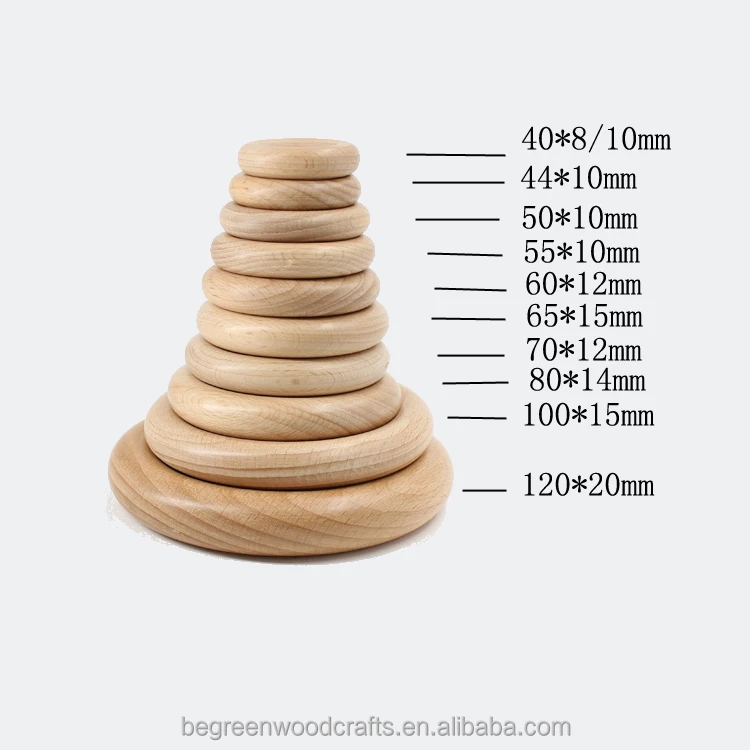 4inch Large Round Wood Rings Baby Play Gym Rings Circles Solid for DIY Craft Projects