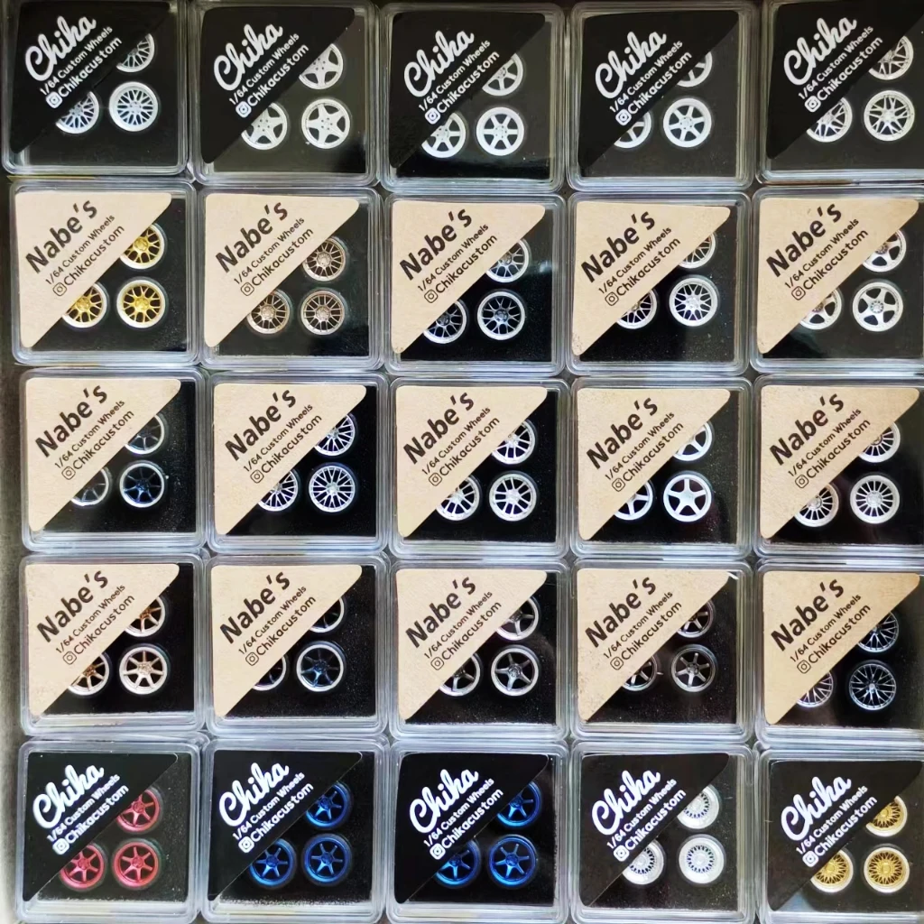 Chika Nabes 1/64 Car Model Wheels 8.9mm 9.6mm Tires Wheel VSXV VSKF WORK S1 T7R DH NISMO LMGT1 BBS LM LM-R Watanabe Kiwami TE37