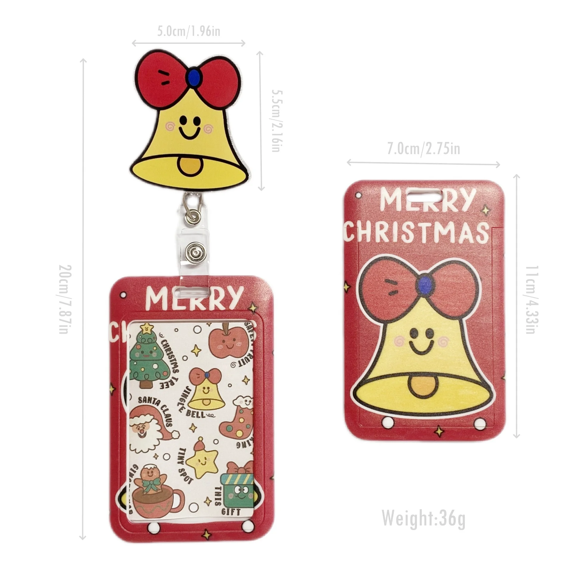 2024 New Model Christmas Swivel Retractable Badge Clip and UV Printing Card Holder Set Combination Badge Reel Card Holder Set