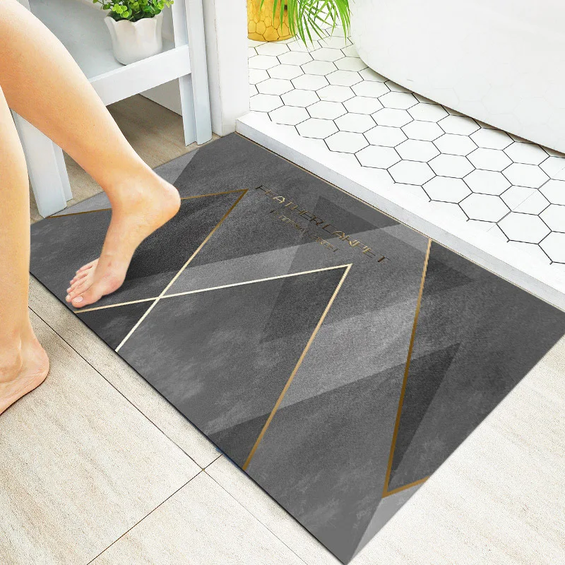 LANDOO Custom Size Skin Non Slip Super Absorbent Floor Mat Bathroom Waterproof Quick Dry Diatomite Bath Mat