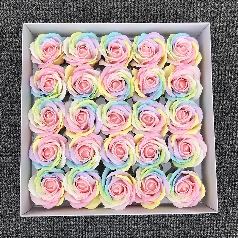 Christmas Decorations Artificial Colorful Rose Soap Flowers Head For Gift Box Bouquets Design Flower Shop