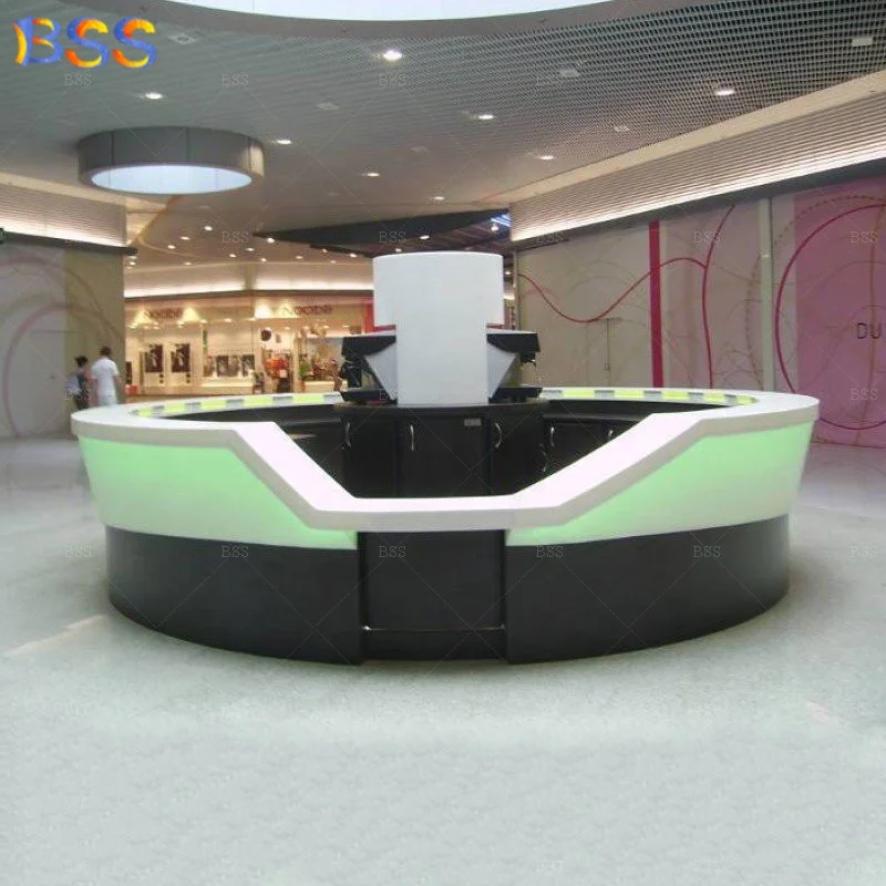 Corian Round Bar Counter Modern Led Shopping Mall Coffee Kiosk Counter