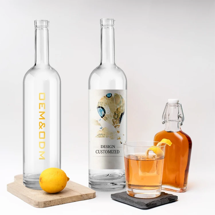 Wholesale Lower Price 500ml 700ml Transparent Vodka Bottle 750ml Glass for Wine