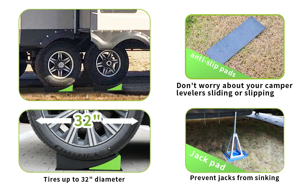 S202 RV Accessories 2-Pack Camper Leveler System Must Have Camping Travel Easy Storage Jack Stabilizer
